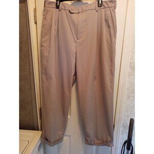 Men's Pleated Izod Pants with Cuffs 38 x 30 Beige